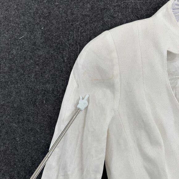 Vintage Thierry Mugler Blazer Women's 44 White Pleated Tail Hem Made In Italy - Picture 7 of 12
